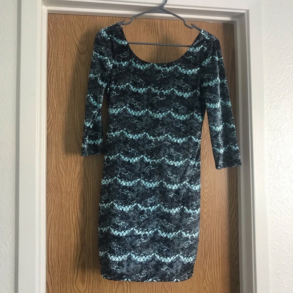 Black and teal dress